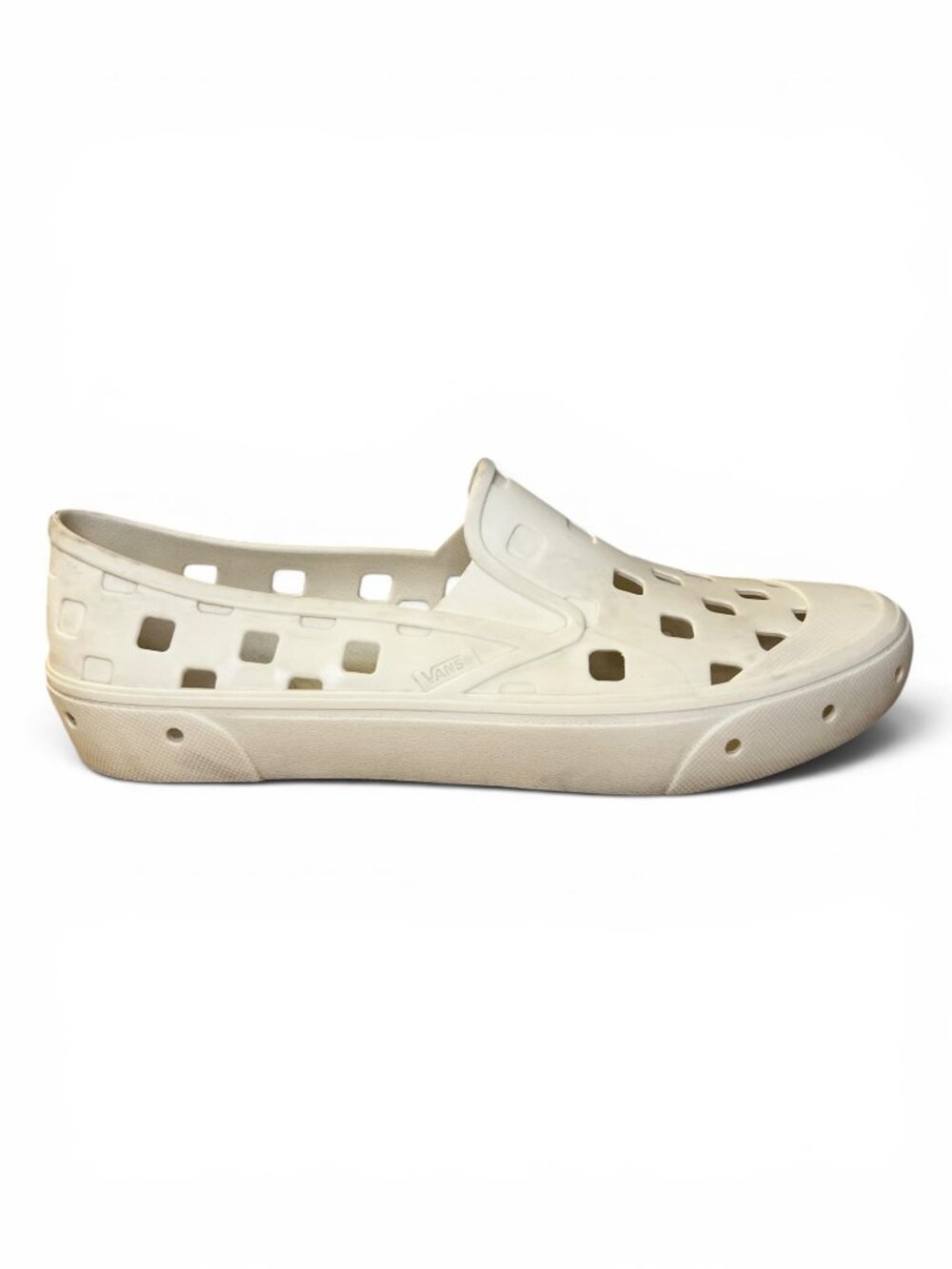 Vans White Slip-On Perforated Rubber Shoes For Beach & Casual Wear Mens US 11
